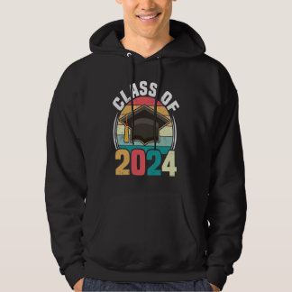 Veste À Capuche Class Of 2024 Vintage Senior 24 Grad School Gradua