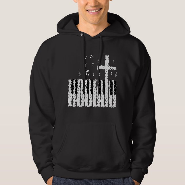 Veste À Capuche Classique chrétien de roche de piano de bande (Devant)