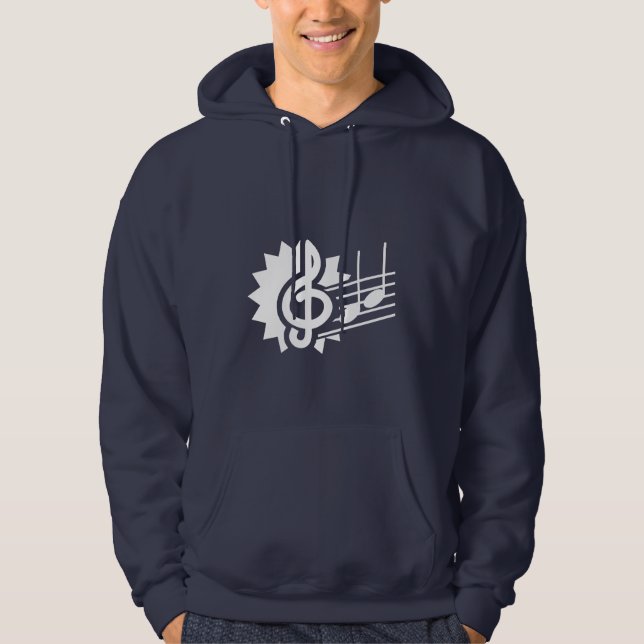 Veste À Capuche Clef triple bleue ; Notes de musique (Devant)