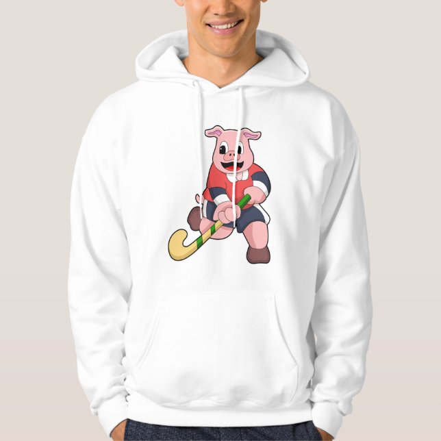 Veste À Capuche Cochon de hockey avec chauve-souris de hockey (Devant)