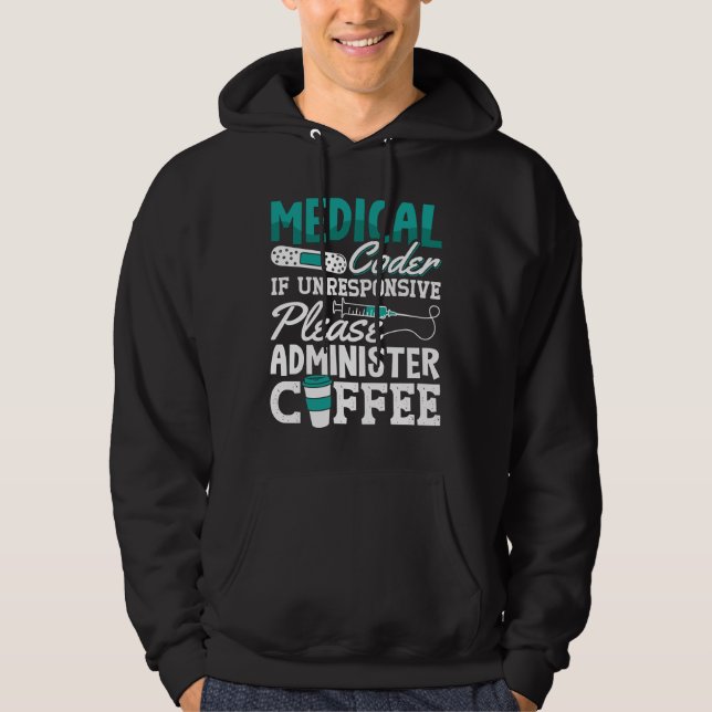 Veste À Capuche Codage ICD de l'Assistant Café Codeur Médicale (Devant)