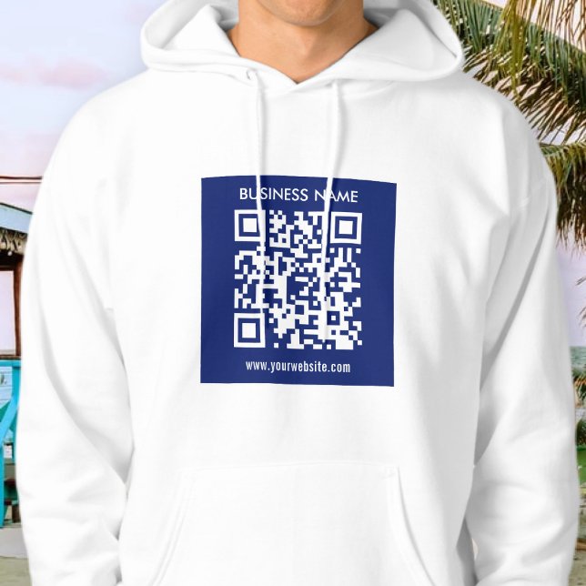 Veste À Capuche Code QR modifiable (généré instantanément) | bleu  (Créateur téléchargé)