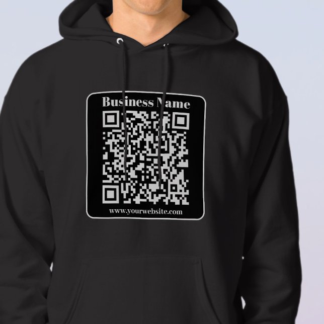 Veste À Capuche Code QR modifiable noir et blanc style moderne rét (Créateur téléchargé)
