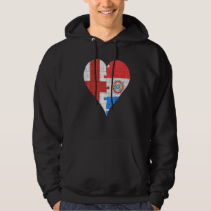 Veste À Capuche Coeur du drapeau du Paraguay anglais