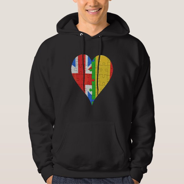 Veste À Capuche Coeur du drapeau malien britannique (Devant)