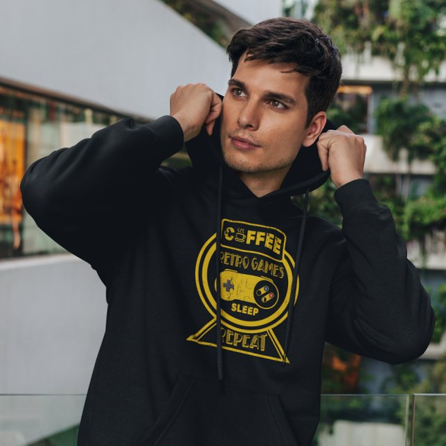 Veste À Capuche Coffee Retro Jeux Sleep Répétition - Gamer (Créateur téléchargé)