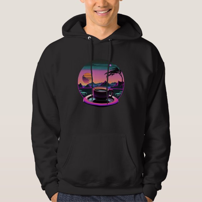 Veste À Capuche Coffee Synthwave 80s Retrowave Aesthetic (Devant)