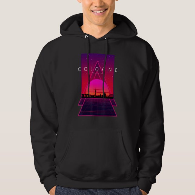 Veste À Capuche Cologne Skyline 80s 90s Vaporwave esthétique rétro (Devant)