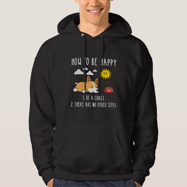 Veste À Capuche Comment Être Heureux d'être un Corgi (Devant)