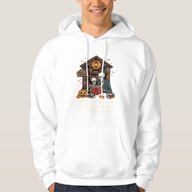 Veste À Capuche Conception de bibliothèque de squelette d'Hallowee (Devant)