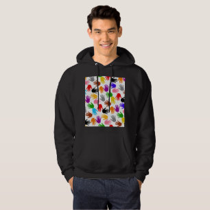 Veste À Capuche Conception de motif d'empreinte de main colorée bl