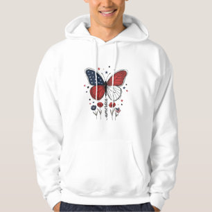 Veste À Capuche Conception de T-shirt vintage papillon patriotique