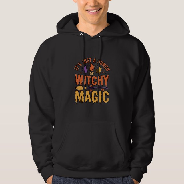 Veste À Capuche Conception de typographie Halloween magique ensorc (Devant)