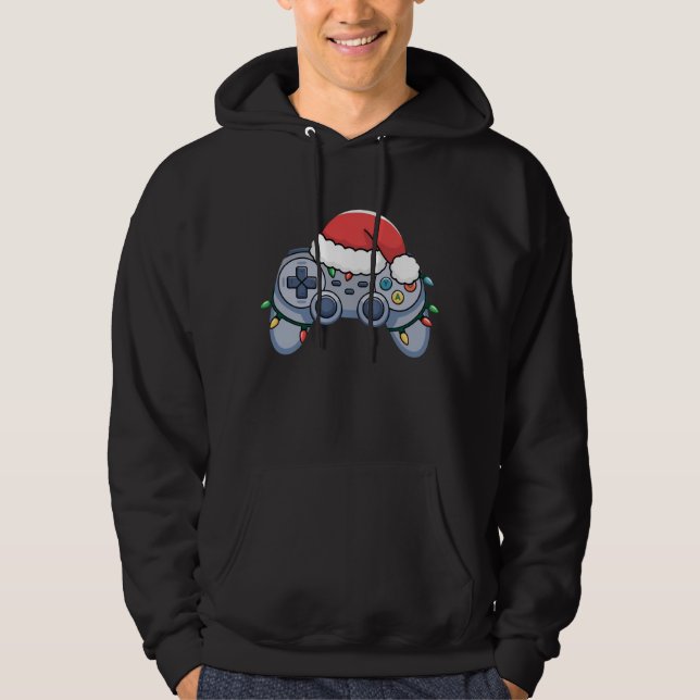 Veste À Capuche Contrôleur de jeu vidéo Noël Santa Hat Gamer (Devant)