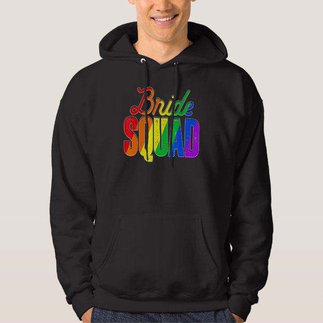 Veste À Capuche Cool Bride Squad Lgbt Pride Rainbow Flag Bachelore (Devant)