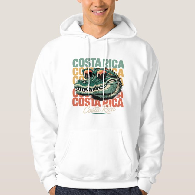 Veste À Capuche Cool Crocodile Costa Rica Retro T-Shirt Design (Devant)