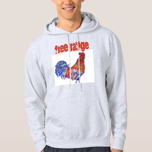 Veste À Capuche Coq Cockerel Aquarelle Poulet en Liberté (Devant)
