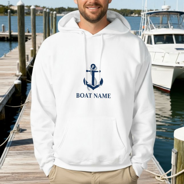 Veste À Capuche Corde d'Ancre Nautical Boat Name (Customize to change text size or text style.)