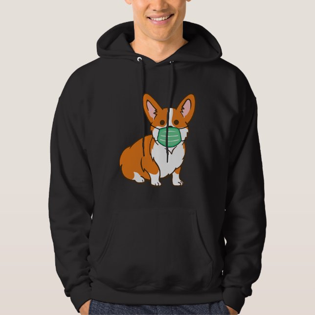 Veste À Capuche Corgi Chien Masque Visage Masque Distances sociale (Devant)