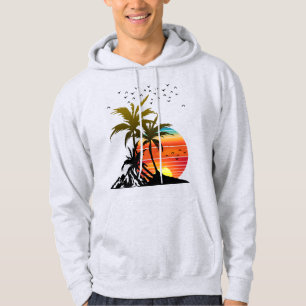 Veste À Capuche Coucher de soleil montagneux aux palmiers rétro
