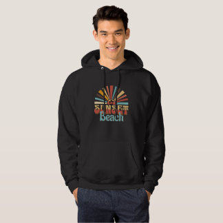 Veste À Capuche Coucher de soleil rétro sur la plage Typographie v