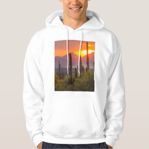 Veste À Capuche Coucher de soleil sur cactus du désert, Arizona