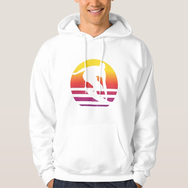 Veste À Capuche Coucher de soleil surfeur Rétro (Devant)