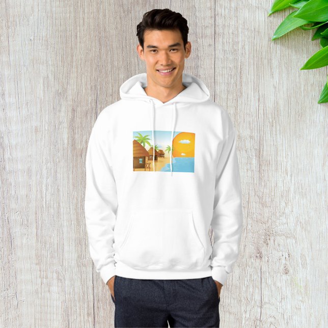 Veste À Capuche Coucher de soleil tropical avec des huttes de chau (Créateur téléchargé)