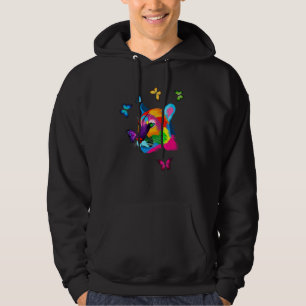 Veste À Capuche Cougar Colorful Mountain Lion Cat Butterfl