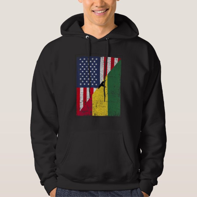 Veste À Capuche Country Flag Design  Half USA Half Ghana (Devant)
