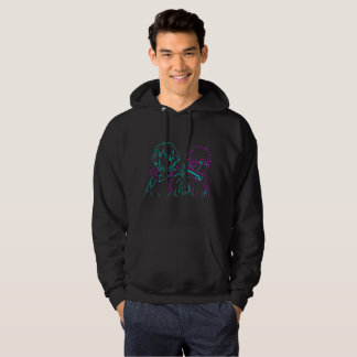 Veste À Capuche Couple Anime Cyberpunk Rose Néo et Bleu Minimalist