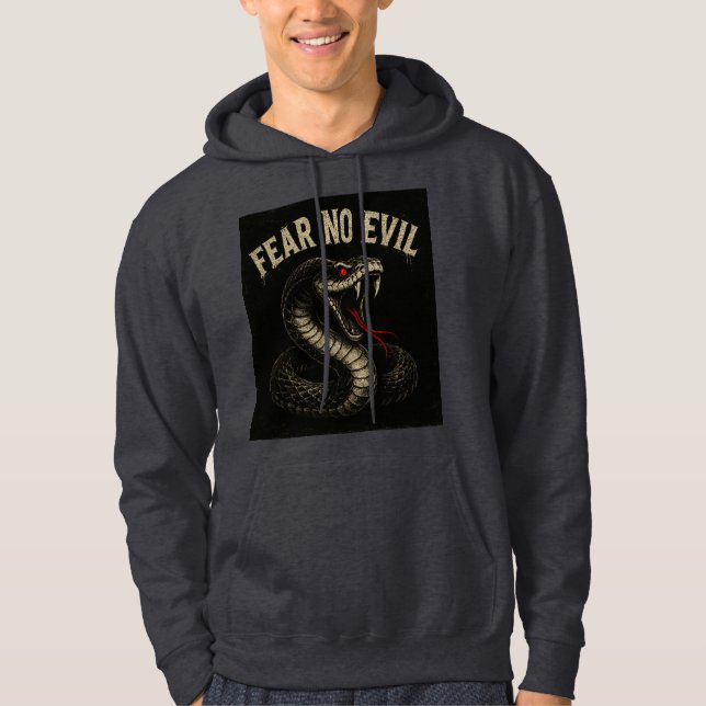 Veste À Capuche CRAINTE NO EVIL - Fierce Black Cobra Snake Graphic (Devant)