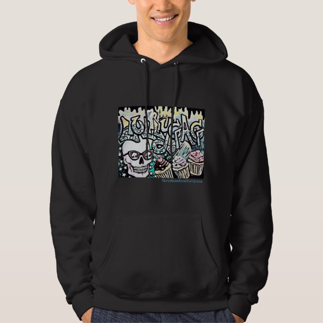 Veste À Capuche Crâne Lollygagging avec Cupcakes, style Graffiti (Devant)
