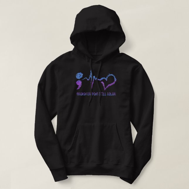 Veste À Capuche Crayons brisés Toujours Couleur Suicide Prévention (Design devant)