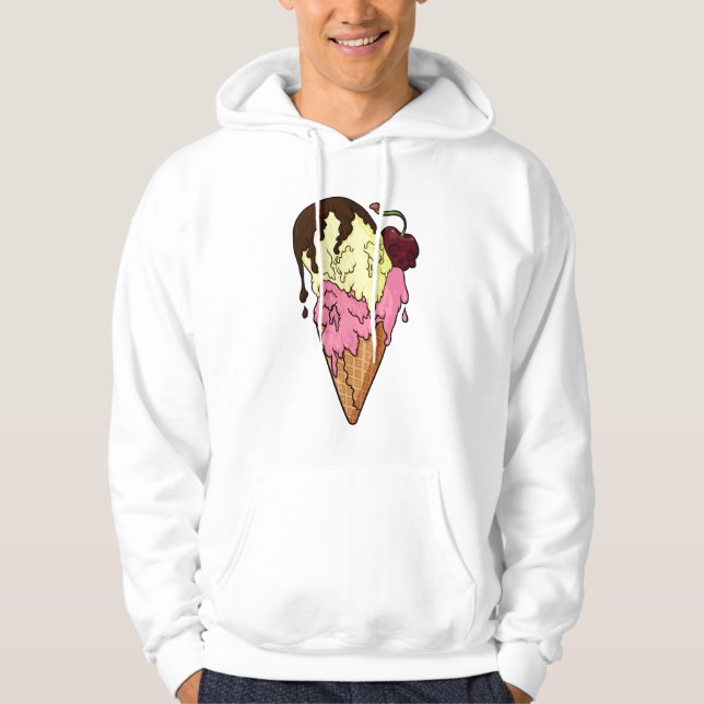 Veste À Capuche Crème glacée à crâne de banane de fraise douce (Devant)