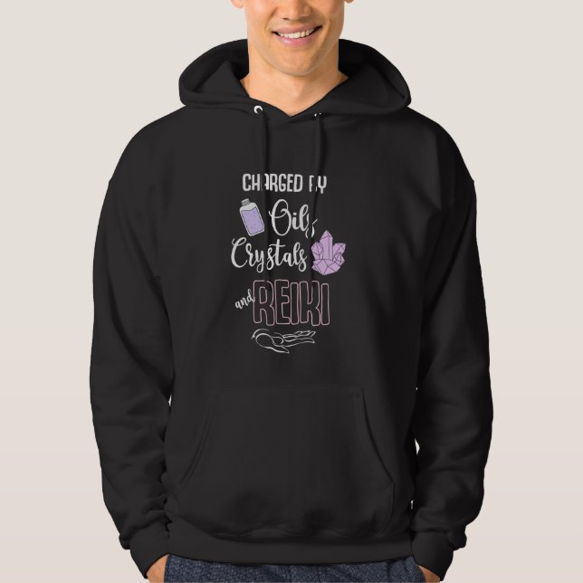 Veste À Capuche Cristal de Reiki amusant et citation d'huiles esse (Devant)