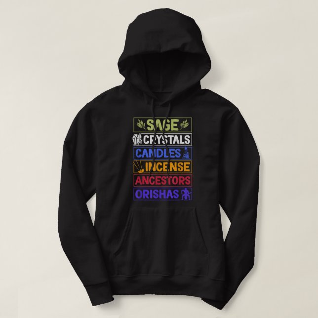 Veste À Capuche Cristal De Sage Bougies Encens Ancêtres Orishas Sp (Design devant)
