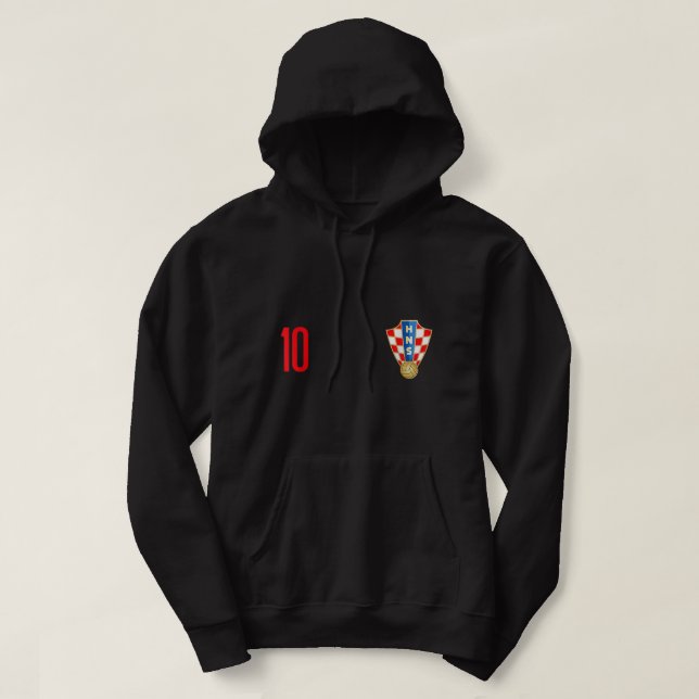 Veste À Capuche Croatie Jersey Numéro dix Croate Futebol Soccer (Design devant)