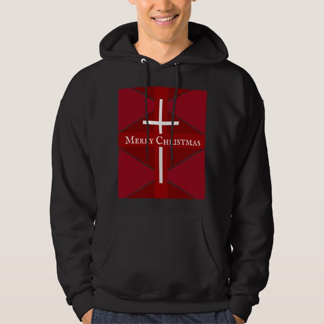 Veste À Capuche Croix blanche Noël Rouge Design chrétien (Devant)