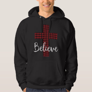 Veste À Capuche Croix Croire Jésus Buffalo Plaid Christian Christ
