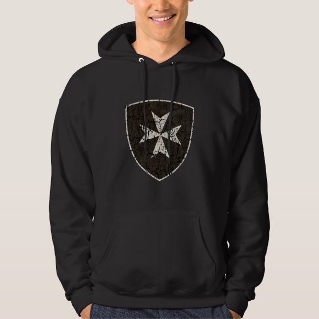 Veste À Capuche Croix de Hospitaller de chevaliers, affligée (Devant)