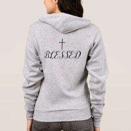 Veste À Capuche Croix et "bienheureux" Grey ZIP-UP cité