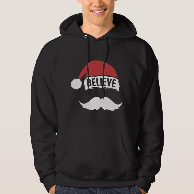 Veste À Capuche Croyez Père Noël Casquette Blanc Moustache Famille (Devant)
