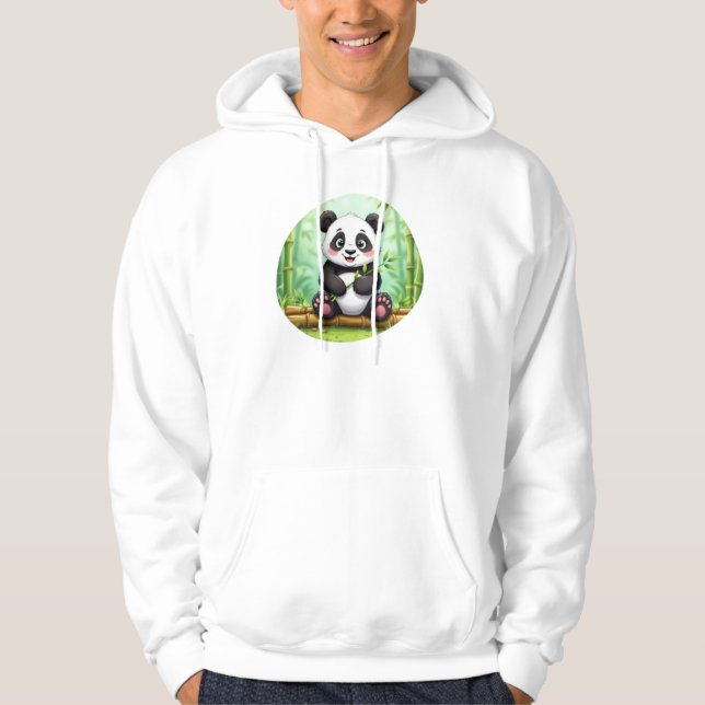 Veste À Capuche Cute Cartoon Panda on Bamboo Patch (Devant)