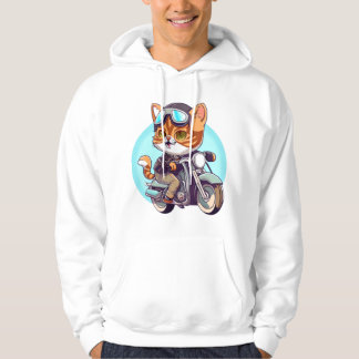 Veste À Capuche CUTE CAT chevauchant une motocyclette classique T-
