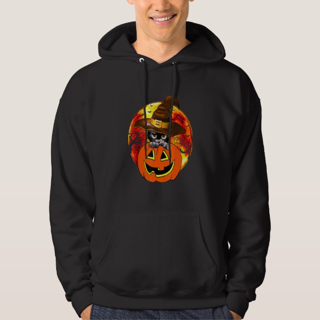 Veste À Capuche Cute Halloween Cat Witch Hat Pumpkin Scary Pet Moo (Devant)