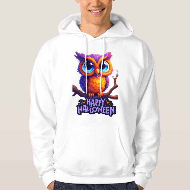 Veste À Capuche Cute Halloween Owl – Colorful Spooky Night Art (Devant)