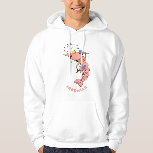 Veste À Capuche Cute happy shrimp, dessin animé de crevettes (Devant)