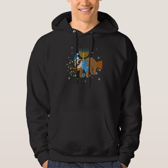 Veste À Capuche Cute Menorah Hanukkah Sloth Chanukah (Devant)
