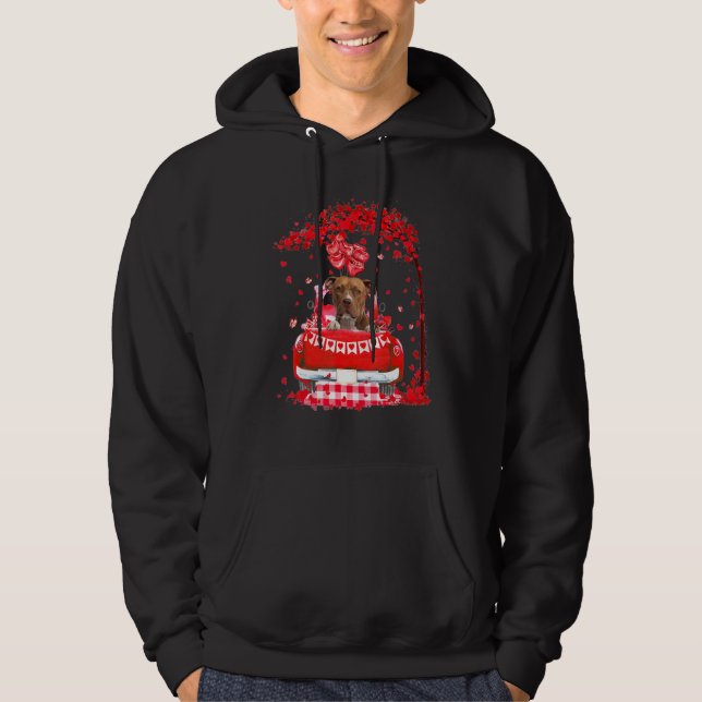 Veste À Capuche Cute Red Truck Pitbull Terrier Valentines Day Cost (Devant)